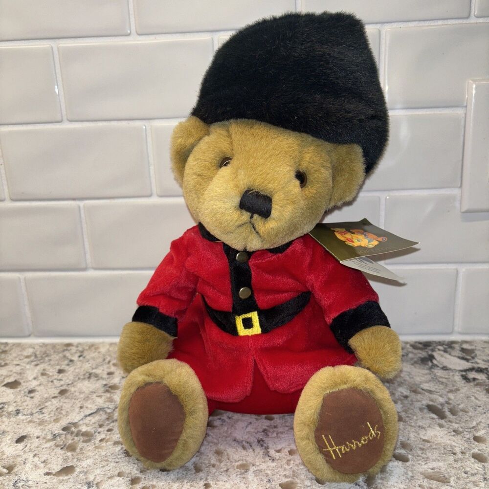 Harrods Knightsbridge Plush Guardsmen Teddy Bear Stuffed Animal England 10 Inch‎